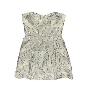 Cynthia Steffe NWT White Silver Strapless Cocktail Dress Sz 8 Retail $345